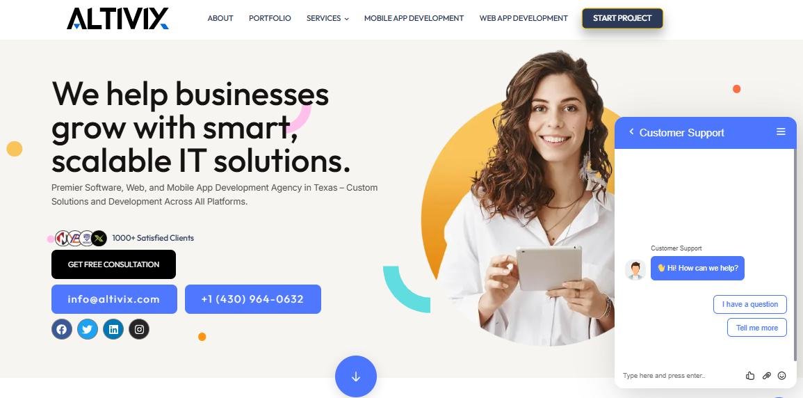 Homepage of an AI integrated website.